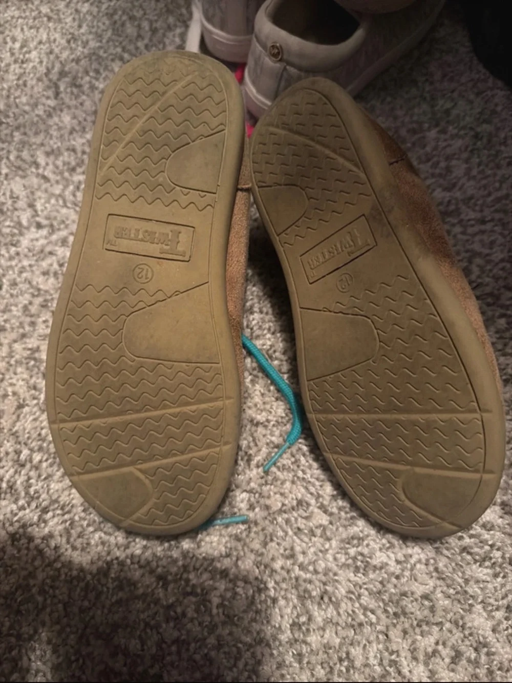 Twisted X Brown Suede Kids Moccasins with Teal Accents